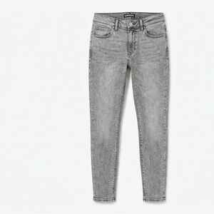 EXPRESS $80 Grey Acid Wash Mid-Rise Skinny Jeans 12R like new stretch